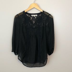 🔴 Black Lace Top Dress Shirt Stitch Fix Blouse